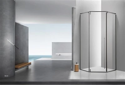 Tempered Clear Glass Casement Door Shower Room